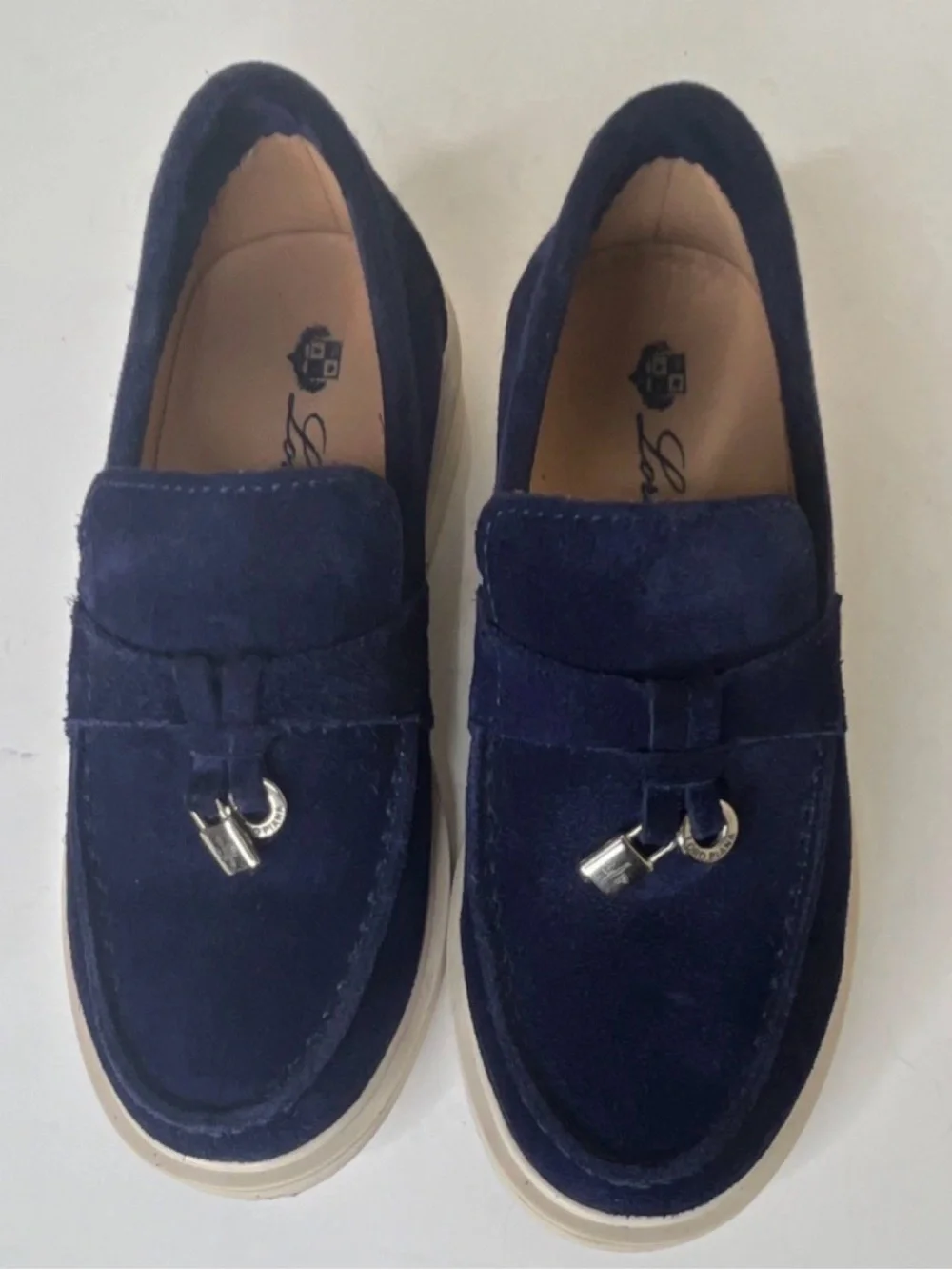 Loro Piana Boys Navy Suede Slip-On Loafers with Metal Bit Size EU 30 US 12.5 -13